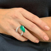5.8ct Two Tone Pear Cut Emerald Asymmetric Cocktail Ring
