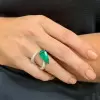 5.8ct Two Tone Pear Cut Emerald Asymmetric Cocktail Ring