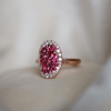 3.5ct Round Cut Ruby & White Sapphire Pave Ring in Rose Gold