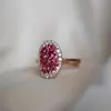 3.5ct Round Cut Ruby & White Sapphire Pave Ring in Rose Gold