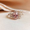 3ct Oval Cut Pink Sapphire Vintage Halo Floral Ring