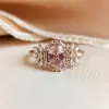 3ct Oval Cut Pink Sapphire Vintage Halo Floral Ring