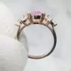 6ct Oval Cut Pink & White Sapphire Engagement Ring in Rose Gold