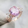 6ct Oval Cut Pink & White Sapphire Engagement Ring in Rose Gold