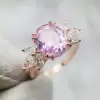 6ct Oval Cut Pink & White Sapphire Engagement Ring in Rose Gold