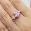 6ct Oval Cut Pink & White Sapphire Engagement Ring in Rose Gold