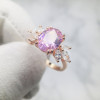6ct Oval Cut Pink & White Sapphire Engagement Ring in Rose Gold