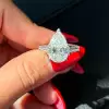 5ct Pear Cut White Sapphire Three Stone Engagement Ring