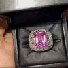 Invisible Setting Cushion Cut Rose Sapphire Engagement Ring