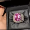 Invisible Setting Cushion Cut Rose Sapphire Engagement Ring