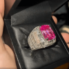 Invisible Setting Cushion Cut Rose Sapphire Engagement Ring