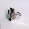 32ct Radiant Cut Green Tourmaline Vintage Cocktail Ring