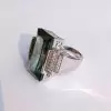32ct Radiant Cut Green Tourmaline Vintage Cocktail Ring