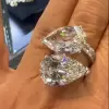 19ctw Pear Cut White Sapphire Two Stone Engagement Ring
