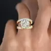 4.2ct Round Cut Two Tone Split Shank Engagement Ring