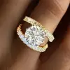 4.2ct Round Cut Two Tone Split Shank Engagement Ring