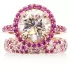 3ct Halo Round Cut White Sapphire Wedding Ring Set