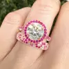 3ct Halo Round Cut White Sapphire Wedding Ring Set