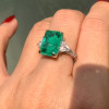 8ct Emerald Cut Emerald Three Stone Engagement Ring