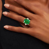 8ct Emerald Cut Emerald Three Stone Engagement Ring