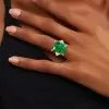8ct Emerald Cut Emerald Three Stone Engagement Ring