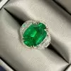 7.5ct Oval Cut Emerald Two Tone Engagement Ring