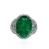 7.5ct Oval Cut Emerald Two Tone Engagement Ring