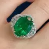 7.5ct Oval Cut Emerald Two Tone Engagement Ring