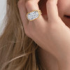 6.5ct East West Halo Emerald Cut White Sapphire Engagement Ring