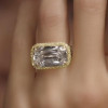 6.5ct East West Halo Emerald Cut White Sapphire Engagement Ring