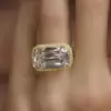 6.5ct East West Halo Emerald Cut White Sapphire Engagement Ring