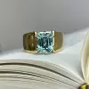 2.5ct Simple Classic Emerald Cut Aquamarine Engagement Ring