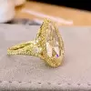 8ct Halo Pear Cut Yellow Sapphire Engagement Ring