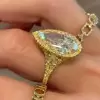 8ct Halo Pear Cut Yellow Sapphire Engagement Ring