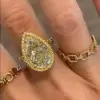 8ct Halo Pear Cut Yellow Sapphire Engagement Ring