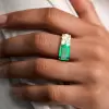 5.5ct Emerald Cut Emerald Asymmetric Engagement Ring
