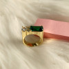 5.5ct Emerald Cut Emerald Asymmetric Engagement Ring
