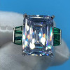 14ct Emerald Cut  White Sapphire Art-deco Engagement Ring
