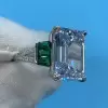 14ct Emerald Cut  White Sapphire Art-deco Engagement Ring