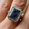 5.5ct Emerald Cut Sapphire Art Deco Inspired Engagement Ring
