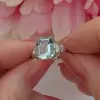 Art Deco 3.8ct Emerald Cut Aquamarine Engagement Ring