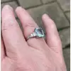 Art Deco 3.8ct Emerald Cut Aquamarine Engagement Ring