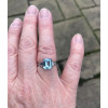 Art Deco 3.8ct Emerald Cut Aquamarine Engagement Ring