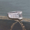 2ct Emerald Cut White Sapphire Paved Engagement Ring