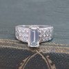 2ct Emerald Cut White Sapphire Paved Engagement Ring