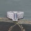 2ct Emerald Cut White Sapphire Paved Engagement Ring