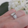 2ct Emerald Cut White Sapphire Paved Engagement Ring