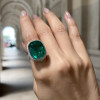 15ct Halo Cushion Cut Emerald Engagement Ring