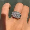 9ct Octagon-shaped White Sapphire Three Stone Engagement Ring