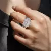 9ct Octagon-shaped White Sapphire Three Stone Engagement Ring
